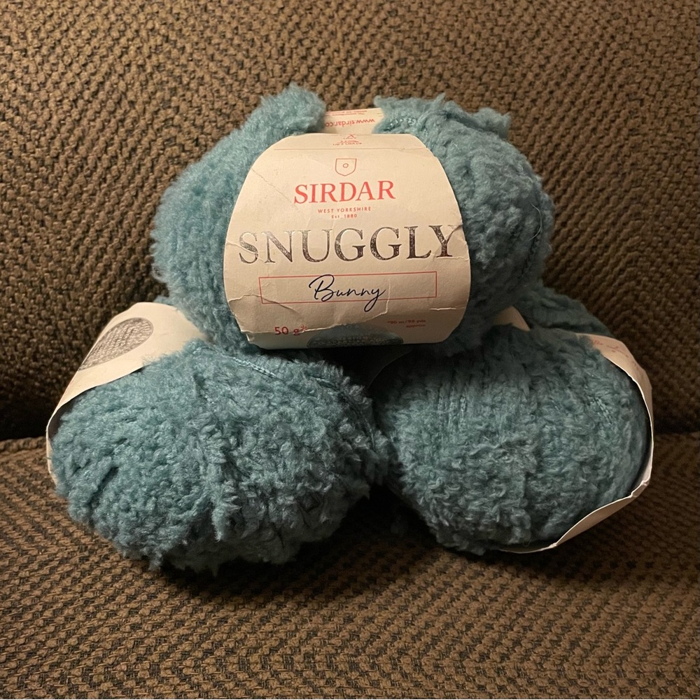 3 Skeins Sirdar Snuggly Bunny Green Yarn, Froglet